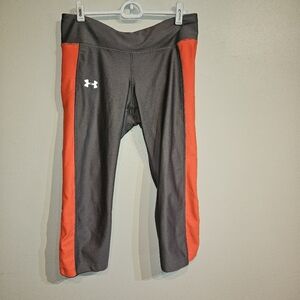 Under Armour Black and Orange Athletic Pants Large